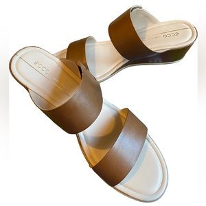 NEW! Ecco Brown Camel “shape 35 wedge sandal” shoes